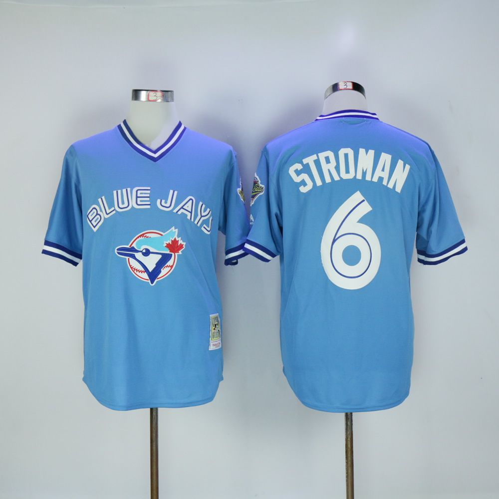 Men Toronto Blue Jays #6 Stroman Light Blue Throwback MLB Jerseys